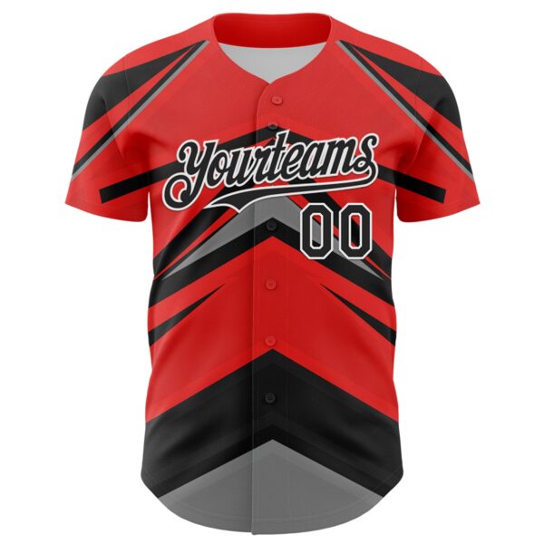 Custom Red Black White-Gray Car Racing Formula Auto Motorsport Authentic Baseball Jersey