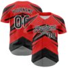 Custom Red Black White-Gray Car Racing Formula Auto Motorsport Authentic Baseball Jersey