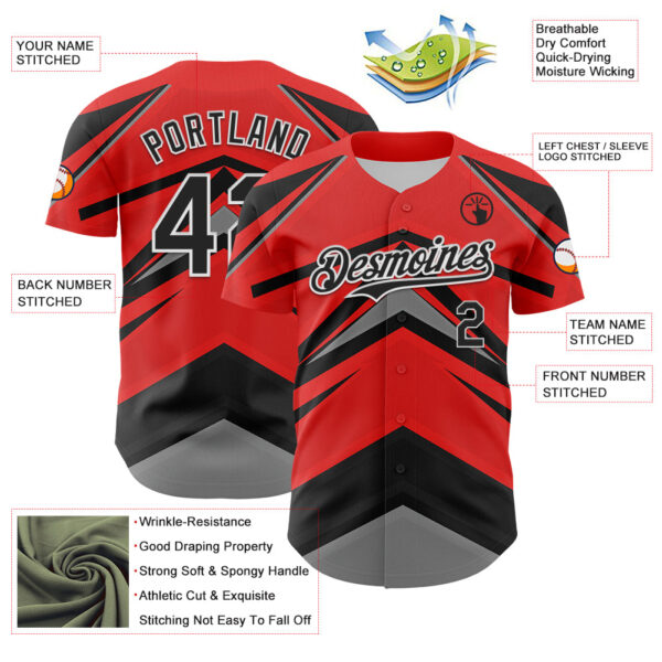 Custom Red Black White-Gray Car Racing Formula Auto Motorsport Authentic Baseball Jersey