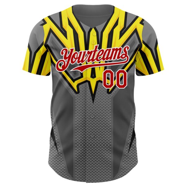 Custom Steel Gray Red White Yellow-Black Car Racing Formula Auto Motorsport Authentic Baseball Jersey