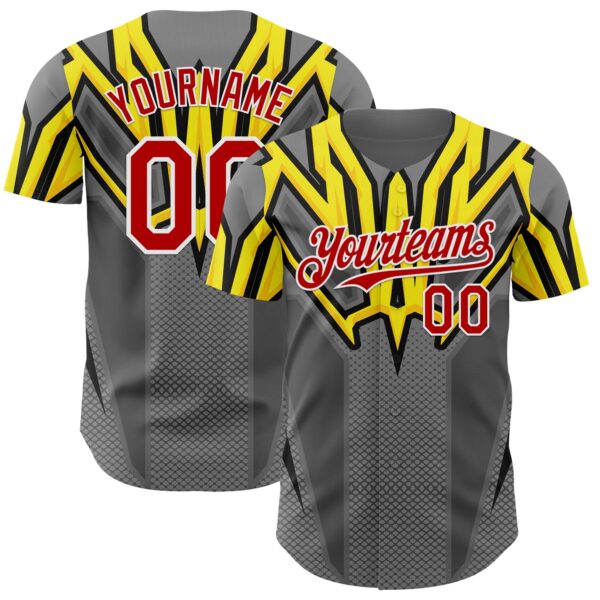 Custom Steel Gray Red White Yellow-Black Car Racing Formula Auto Motorsport Authentic Baseball Jersey