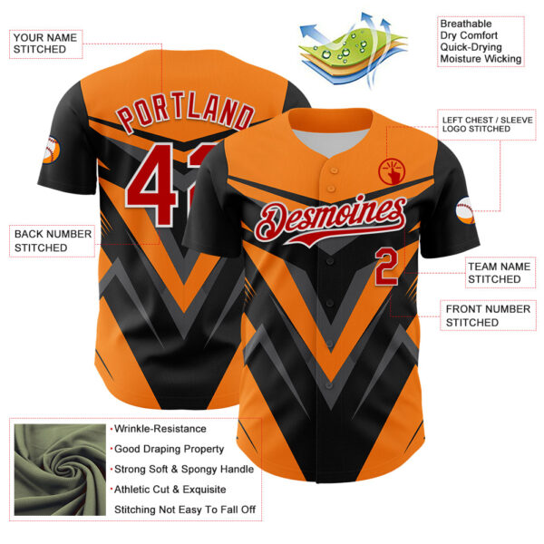 Custom Black Red White Bay Orange-Gray Car Racing Formula Auto Motorsport Authentic Baseball Jersey
