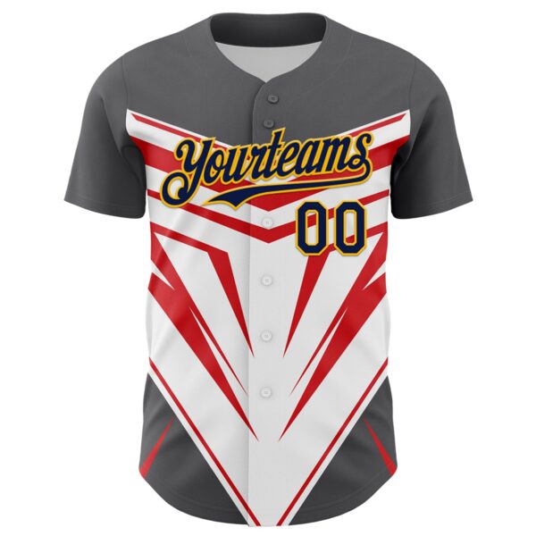 Custom Steel Gray Navy Gold White-Red Car Racing Formula Auto Motorsport Authentic Baseball Jersey