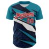 Custom Teal Red White-Navy Car Racing Formula Auto Motorsport Authentic Baseball Jersey