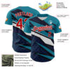 Custom Teal Red White-Navy Car Racing Formula Auto Motorsport Authentic Baseball Jersey