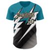 Custom Teal Black Cream White-Gray Car Racing Formula Auto Motorsport Authentic Baseball Jersey