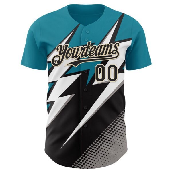 Custom Teal Black Cream White-Gray Car Racing Formula Auto Motorsport Authentic Baseball Jersey