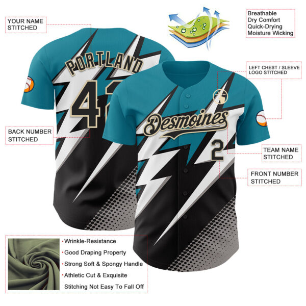 Custom Teal Black Cream White-Gray Car Racing Formula Auto Motorsport Authentic Baseball Jersey