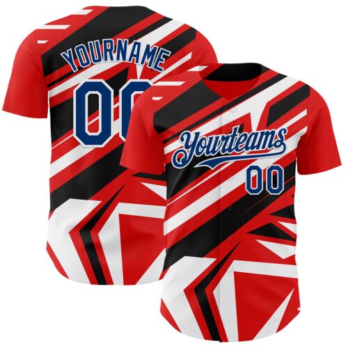 3DPattern12442 Custom Red USA Navy Blue White-Black Car Racing Formula Auto Motorsport Authentic Baseball Jersey