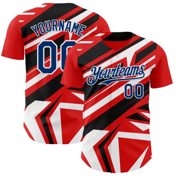 Custom Red USA Navy Blue White-Black Car Racing Formula Auto Motorsport Authentic Baseball Jersey