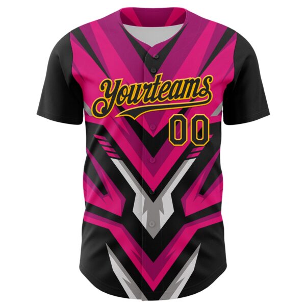 Custom Black Gold Pink White-Gray Car Racing Formula Auto Motorsport Authentic Baseball Jersey