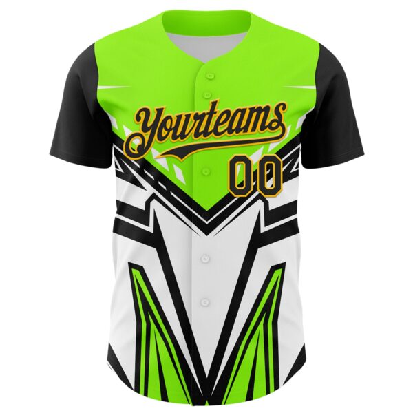 Custom Black Gold Green-White Car Racing Formula Auto Motorsport Authentic Baseball Jersey