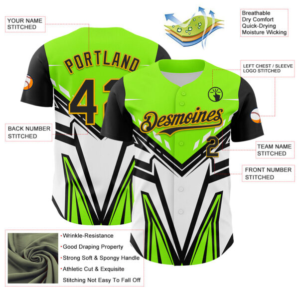 Custom Black Gold Green-White Car Racing Formula Auto Motorsport Authentic Baseball Jersey