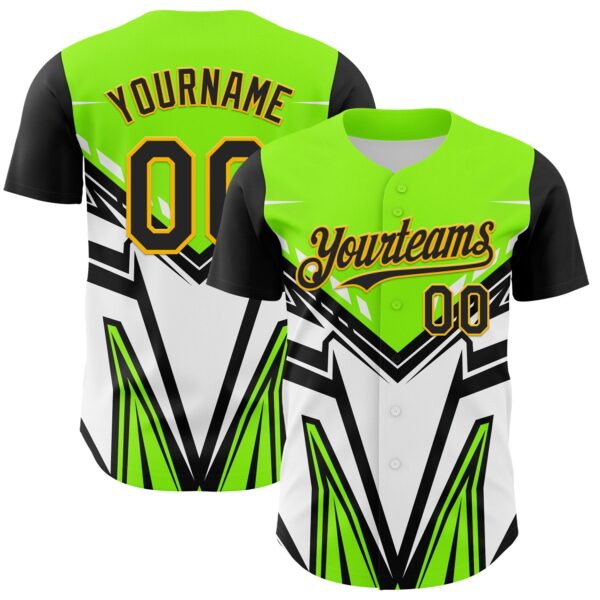 Custom Black Gold Green-White Car Racing Formula Auto Motorsport Authentic Baseball Jersey