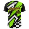 Custom Black Gold Green-White Car Racing Formula Auto Motorsport Authentic Baseball Jersey