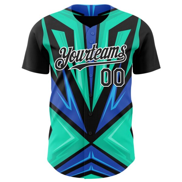 Custom Black White Aqua-Purple Car Racing Formula Auto Motorsport Authentic Baseball Jersey