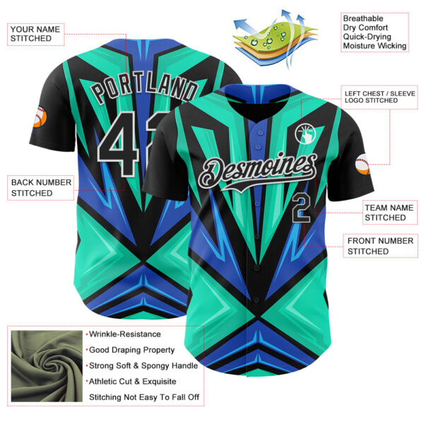 Custom Black White Aqua-Purple Car Racing Formula Auto Motorsport Authentic Baseball Jersey