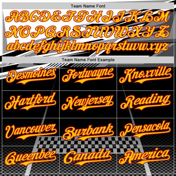 Custom Black Yellow Red White-Gray Car Racing Formula Auto Motorsport Authentic Baseball Jersey