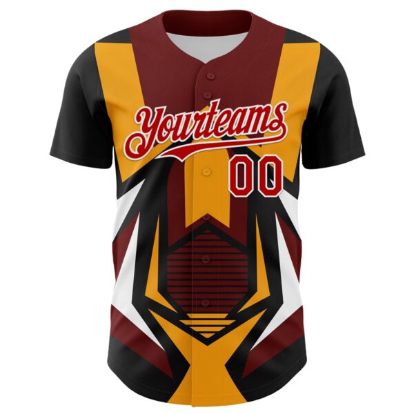 Custom Black Red White-Yellow Car Racing Formula Auto Motorsport Authentic Baseball Jersey