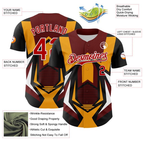 Custom Black Red White-Yellow Car Racing Formula Auto Motorsport Authentic Baseball Jersey