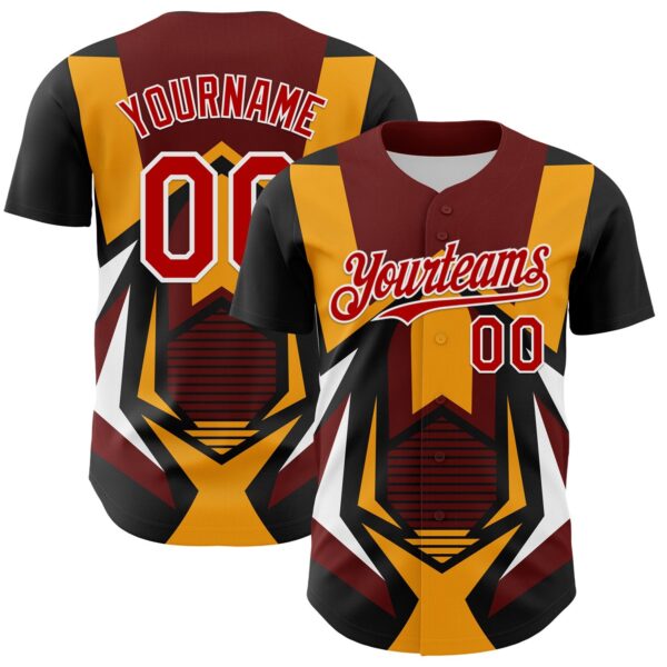 Custom Black Red White-Yellow Car Racing Formula Auto Motorsport Authentic Baseball Jersey