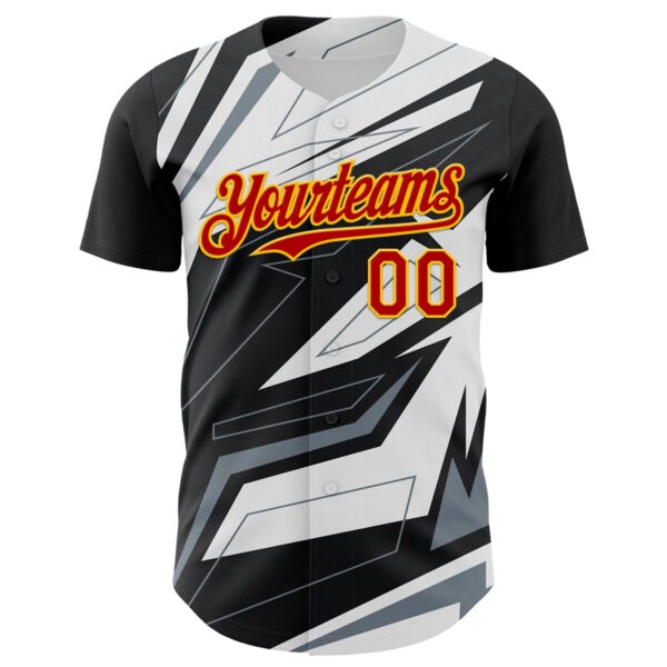 Custom Black Red Gold White-Gray Car Racing Formula Auto Motorsport Authentic Baseball Jersey