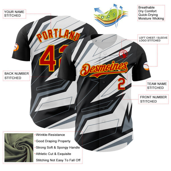 Custom Black Red Gold White-Gray Car Racing Formula Auto Motorsport Authentic Baseball Jersey