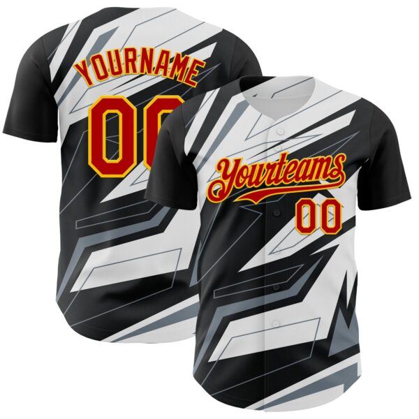 Custom Black Red Gold White-Gray Car Racing Formula Auto Motorsport Authentic Baseball Jersey