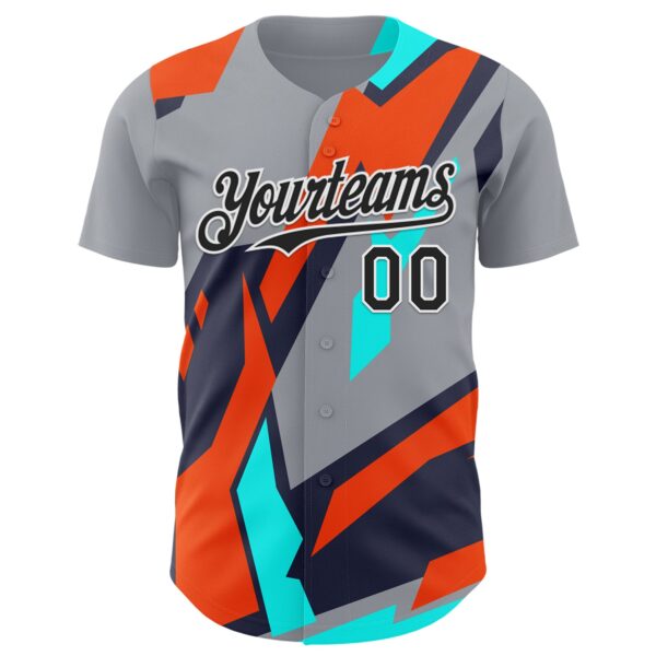 Custom Gray Black White Orange-Aqua Car Racing Formula Auto Motorsport Authentic Baseball Jersey