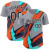 Custom Gray Black White Orange-Aqua Car Racing Formula Auto Motorsport Authentic Baseball Jersey