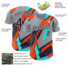 Custom Gray Black White Orange-Aqua Car Racing Formula Auto Motorsport Authentic Baseball Jersey