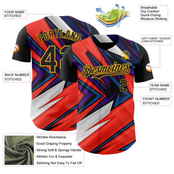 Custom Black Gold Orange Blue-White Car Racing Formula Auto Motorsport Authentic Baseball Jersey