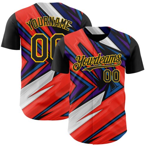 3DPattern12451 Custom Black Gold Orange Blue-White Car Racing Formula Auto Motorsport Authentic Baseball Jersey