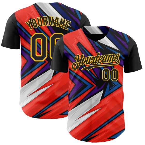 Custom Black Gold Orange Blue-White Car Racing Formula Auto Motorsport Authentic Baseball Jersey