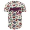 Custom Cream Crimson-Navy Foodie Italian Food Doodles Authentic Baseball Jersey