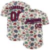Custom Cream Crimson-Navy Foodie Italian Food Doodles Authentic Baseball Jersey