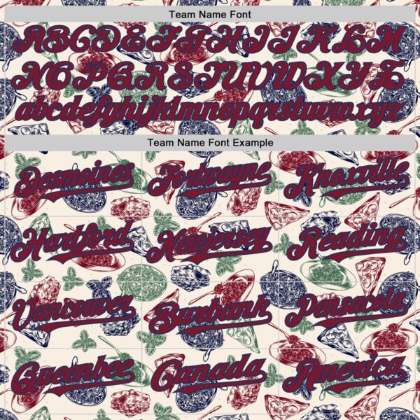 Custom Cream Crimson-Navy Foodie Italian Food Doodles Authentic Baseball Jersey