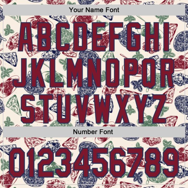 Custom Cream Crimson-Navy Foodie Italian Food Doodles Authentic Baseball Jersey