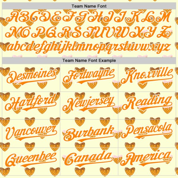 Custom Yellow Bay Orange-White Foodie Heartshaped Waffles Sweets Authentic Baseball Jersey