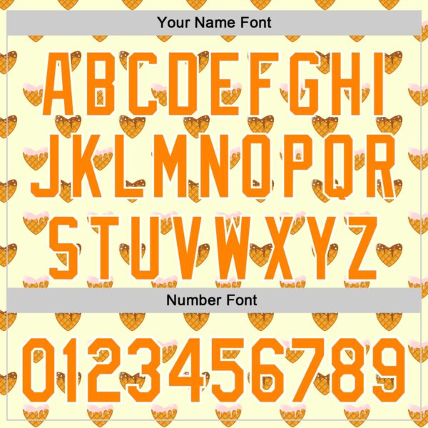 Custom Yellow Bay Orange-White Foodie Heartshaped Waffles Sweets Authentic Baseball Jersey