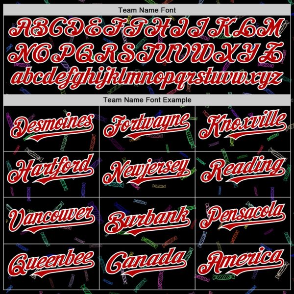 Custom Black Red-White Foodie Candy Sweets Authentic Baseball Jersey