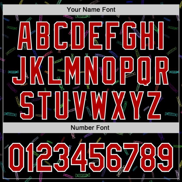 Custom Black Red-White Foodie Candy Sweets Authentic Baseball Jersey