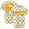 Custom White Bay Orange-Light Yellow Foodie Rice Stuffed Pepper Vegetable Authentic Baseball Jersey