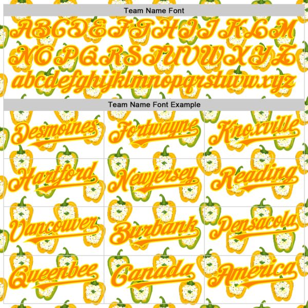 Custom White Bay Orange-Light Yellow Foodie Rice Stuffed Pepper Vegetable Authentic Baseball Jersey