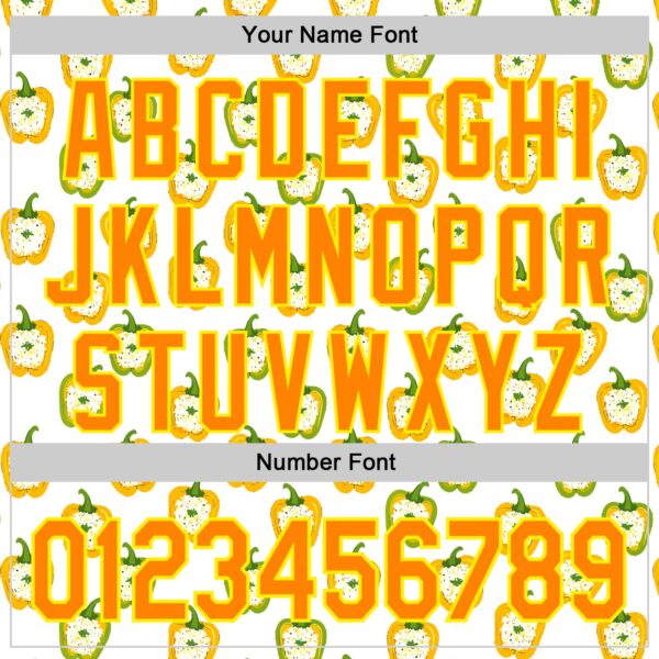 Custom White Bay Orange-Light Yellow Foodie Rice Stuffed Pepper Vegetable Authentic Baseball Jersey