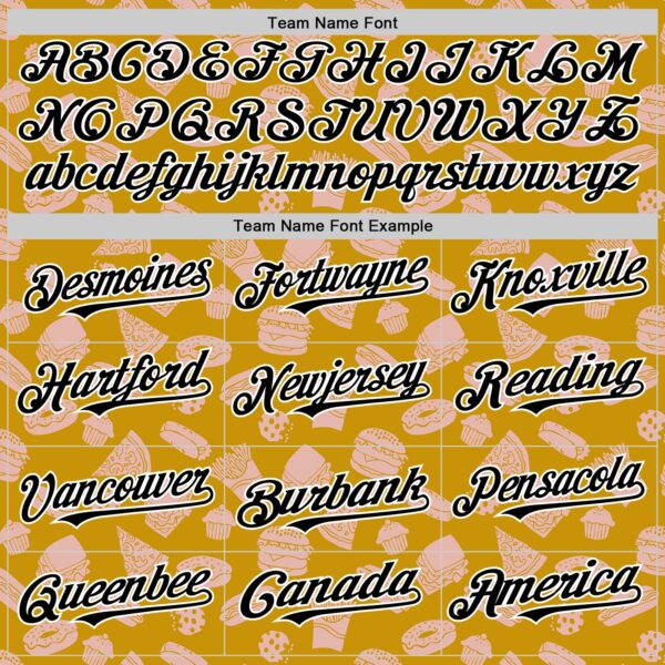 Custom Yellow Black-White Foodie Fast Food Doodles Authentic Baseball Jersey