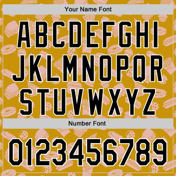 Custom Yellow Black-White Foodie Fast Food Doodles Authentic Baseball Jersey