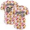 Custom White Black Foodie Fast Food Hot Dog Doughnuts Authentic Baseball Jersey