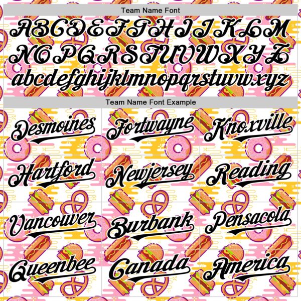 Custom White Black Foodie Fast Food Hot Dog Doughnuts Authentic Baseball Jersey