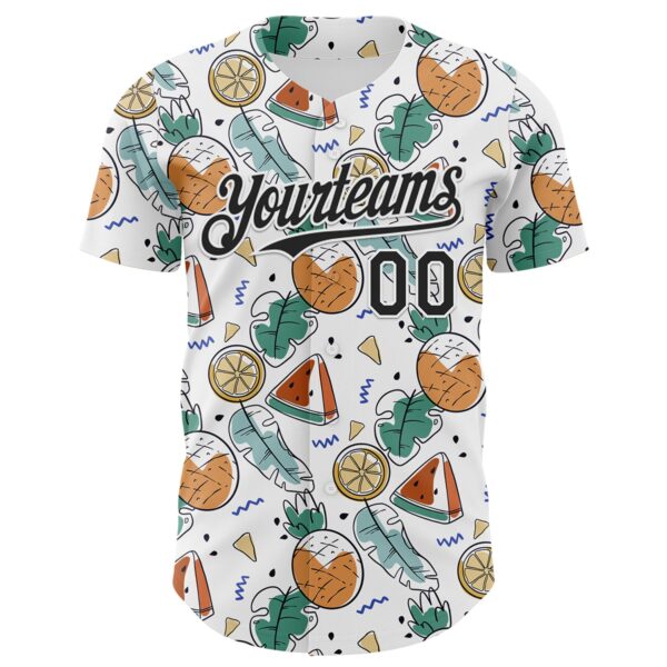 Custom White Black Foodie Summer Fruits Authentic Baseball Jersey